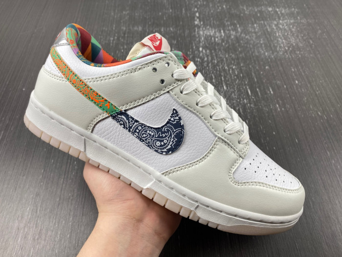 nike dunk low white multi-color paisley fn8913-141