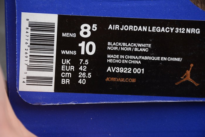 jordan legacy 312 black white av3922-001
