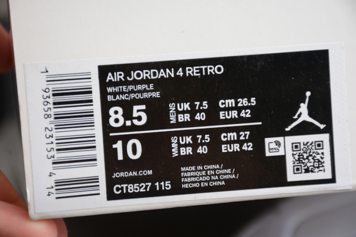air jordan 4 retro white purple ct8527-115
