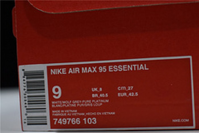 nike air max 95 essential mens white-grey-red running shoes 749766 103