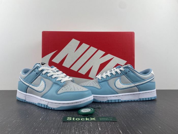 Nike Dunk Low Retro Fleece Swoosh Worn Blue FB1871-011